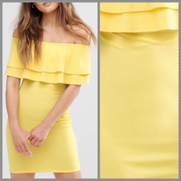 Last one! NWT yellow frill ruffle mini dress - Picture 2 of 4